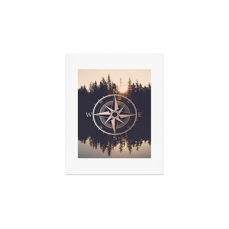 Rose Gold Compass Forest Art Print Gallery Image 1