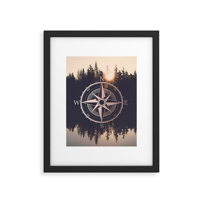 Rose Gold Compass Forest Framed Art Print Gallery Image 6