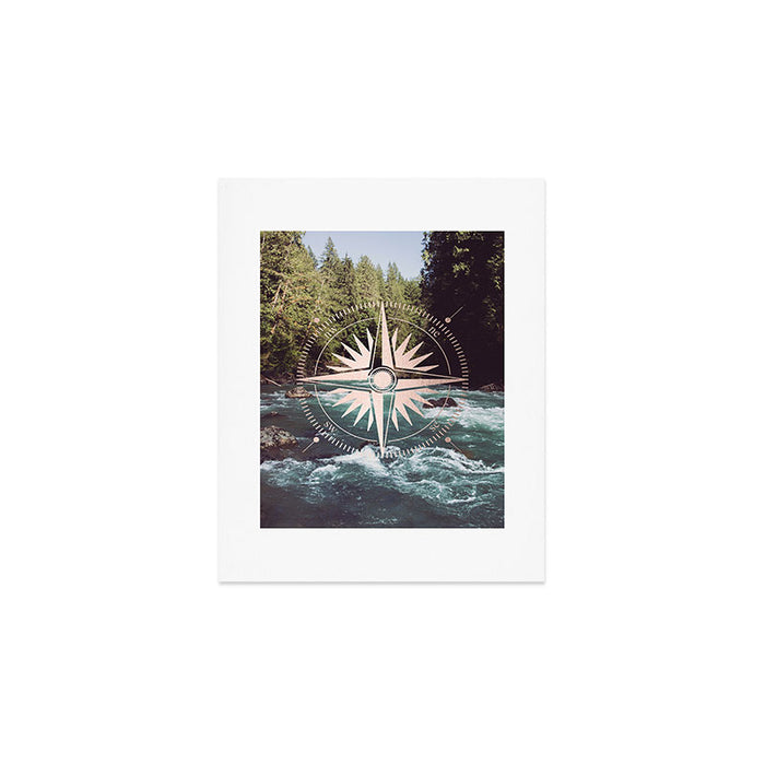 Rose Gold River Compass Art Print Gallery Image 1
