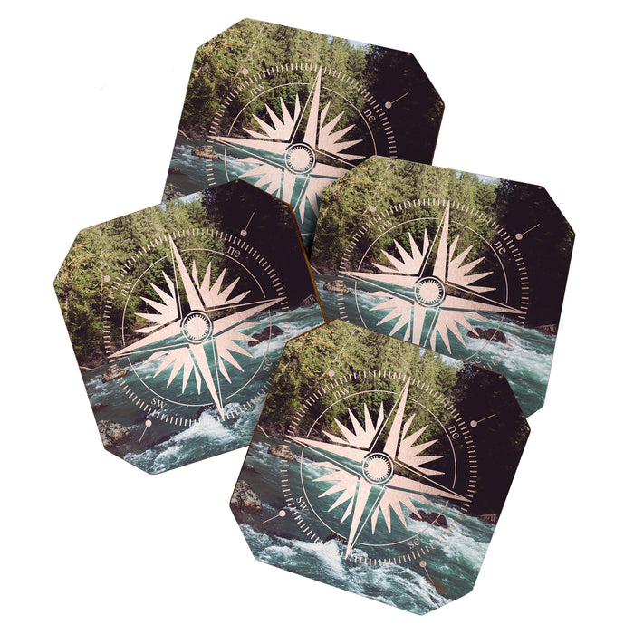 Rose Gold River Compass Coaster Gallery Image 1