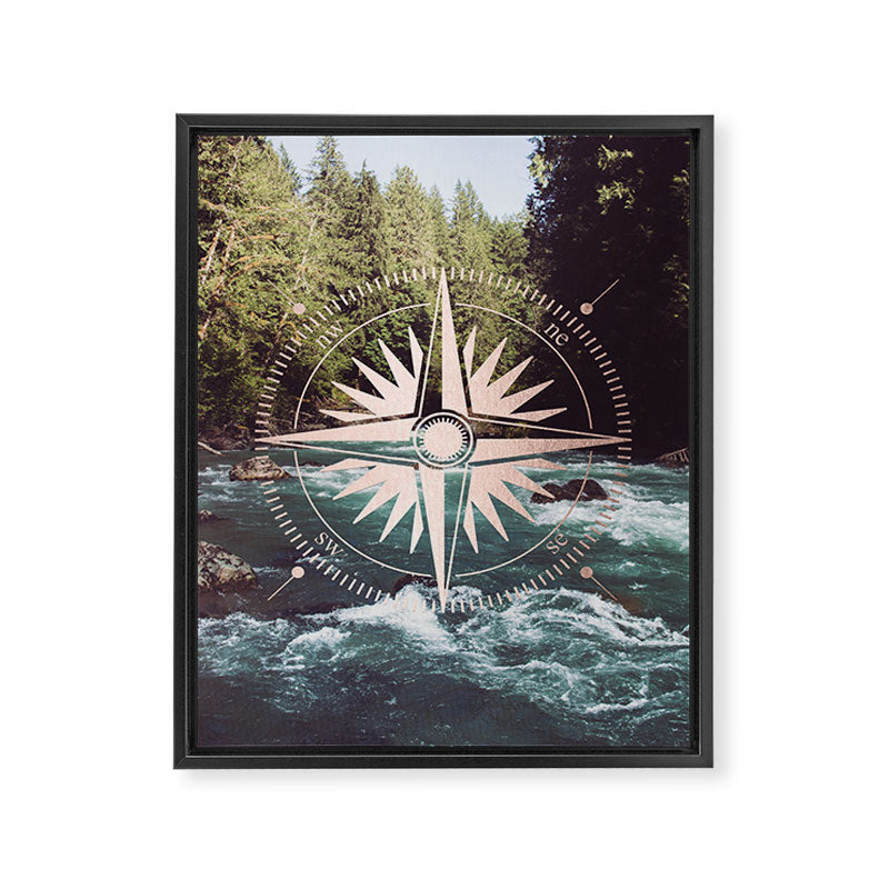 Rose Gold River Compass Framed Canvas Print Gallery Image 6