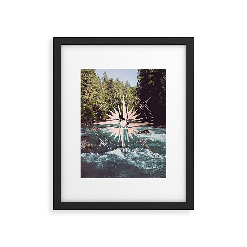 Rose Gold River Compass Framed Art Print Gallery Image 5