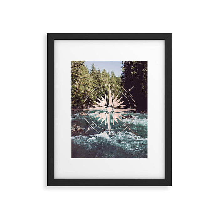 Rose Gold River Compass Framed Art Print Gallery Image 1