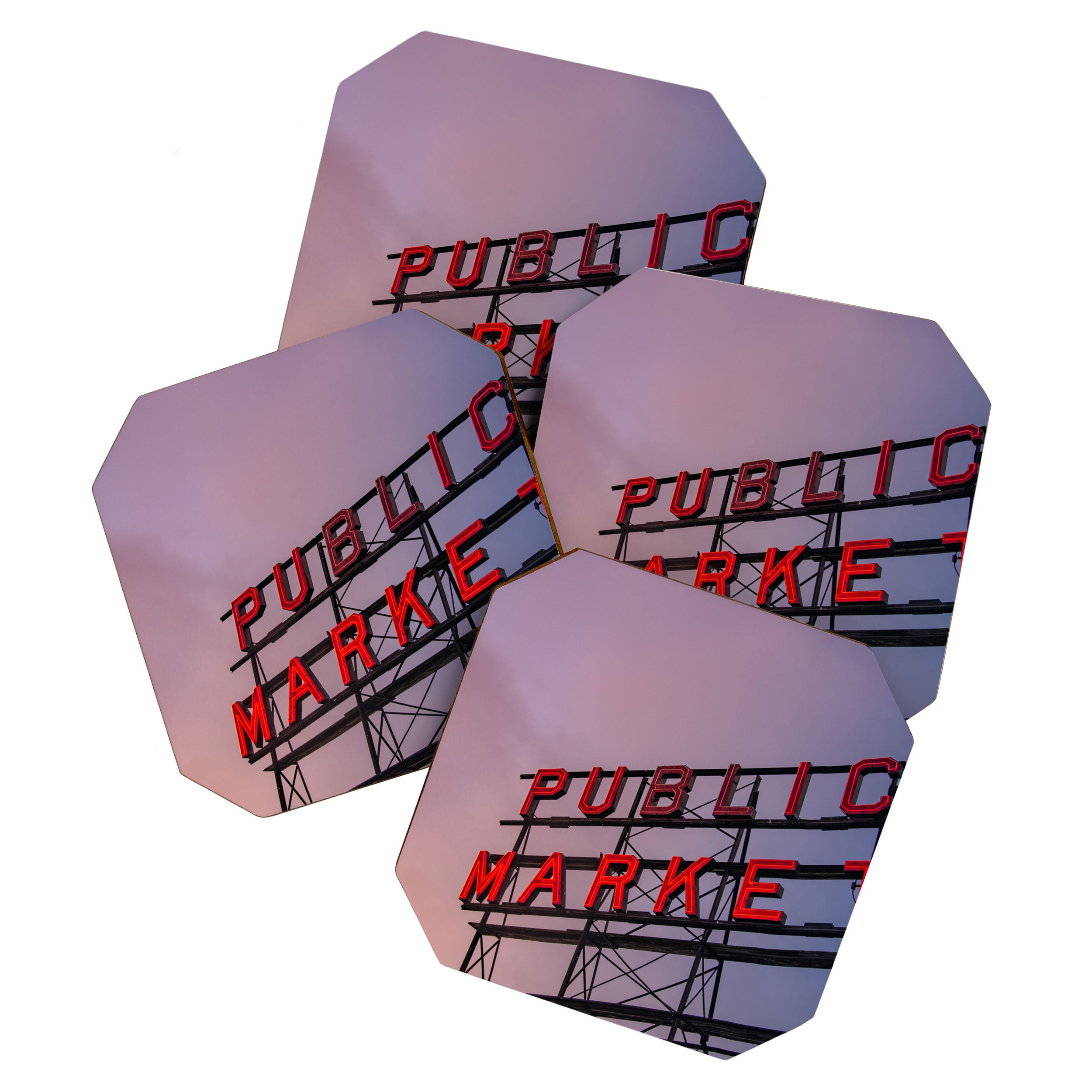 Seattle Public Market City Sunrise Coaster Gallery Image 1