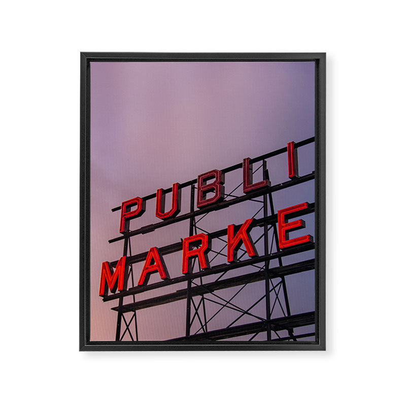 Seattle Public Market City Sunrise Framed Canvas Print Gallery Image 6