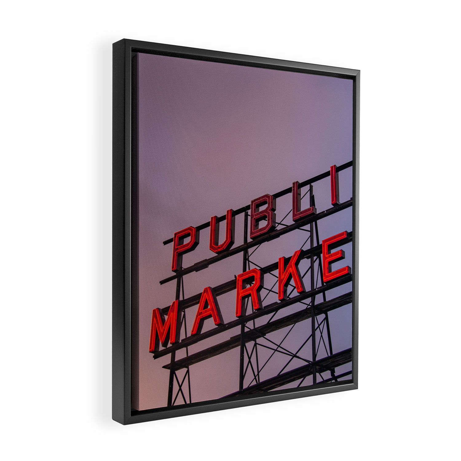 Seattle Public Market City Sunrise Framed Canvas Print Gallery Image 2