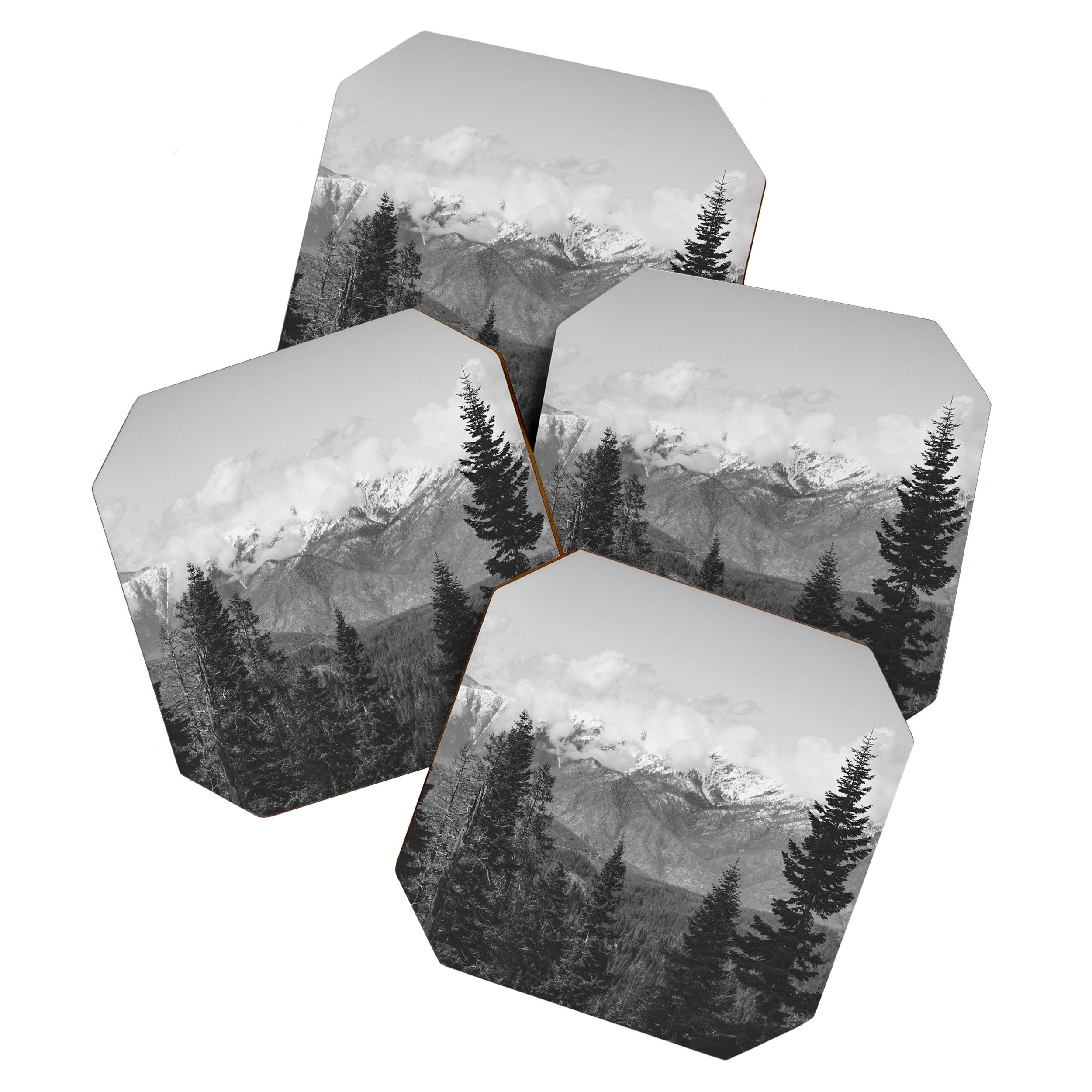 Snow Capped Sierras - Black and White Nature Photography Coaster Gallery Image 1