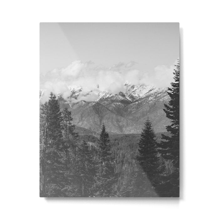 Snow Capped Sierras - Black and White Nature Photography Metal Print Gallery Image 1