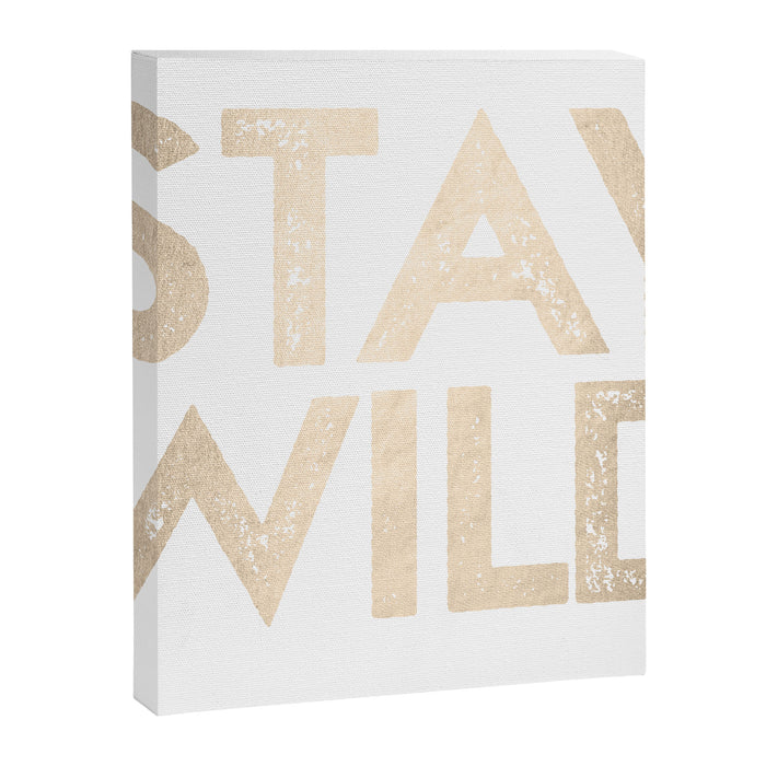 Stay Wild White Gold Quote Canvas Print Gallery Image 1