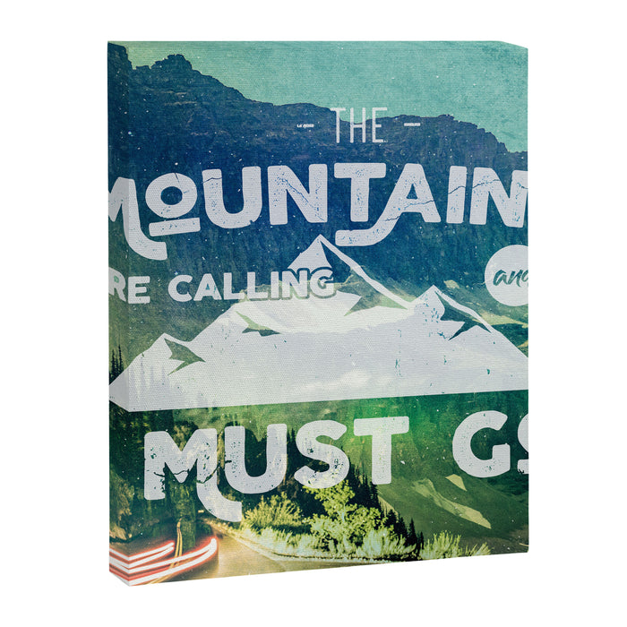 The Mountains are Calling and I Must Go White Canvas Print Gallery Image 1