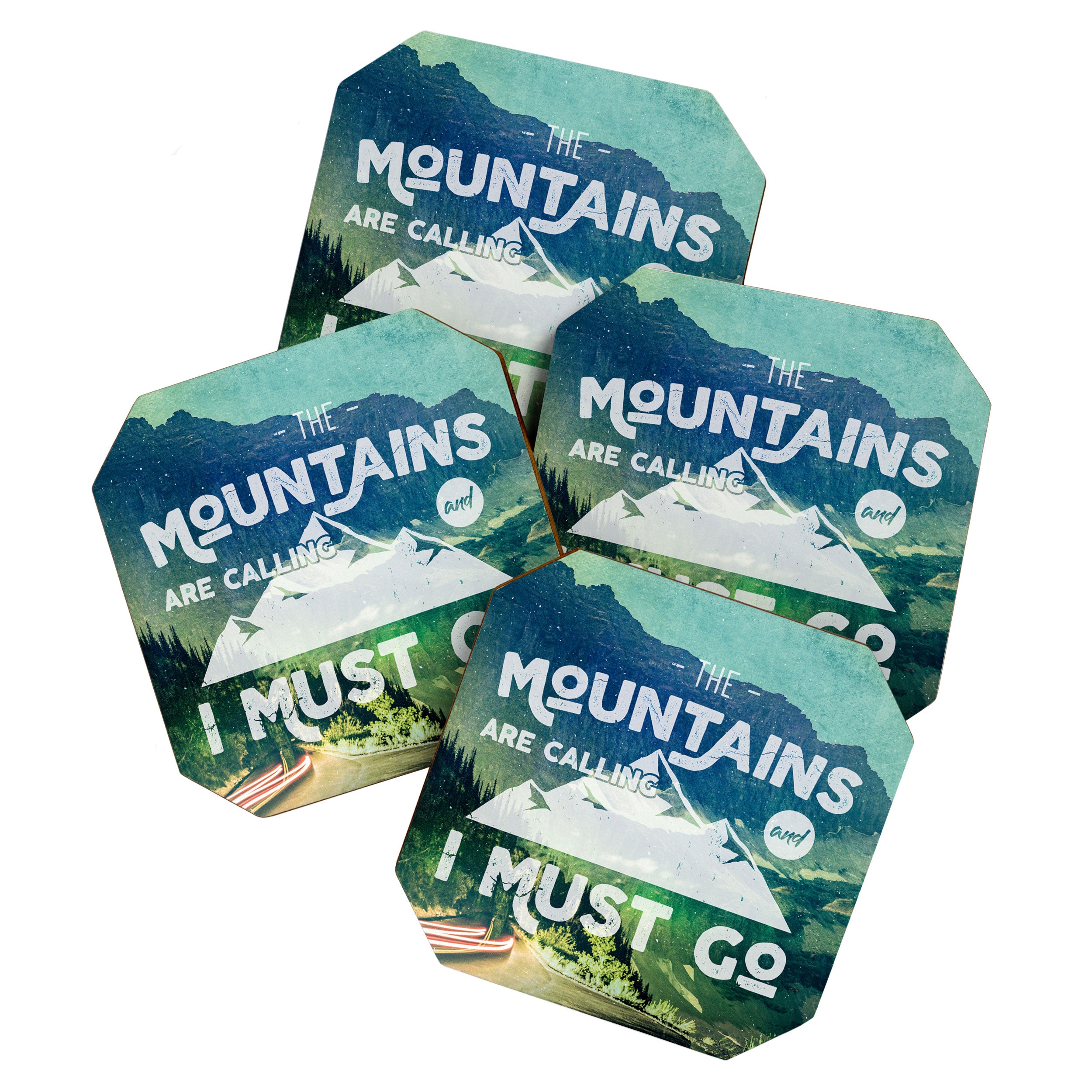 The Mountains are Calling and I Must Go White Coaster Gallery Image 1