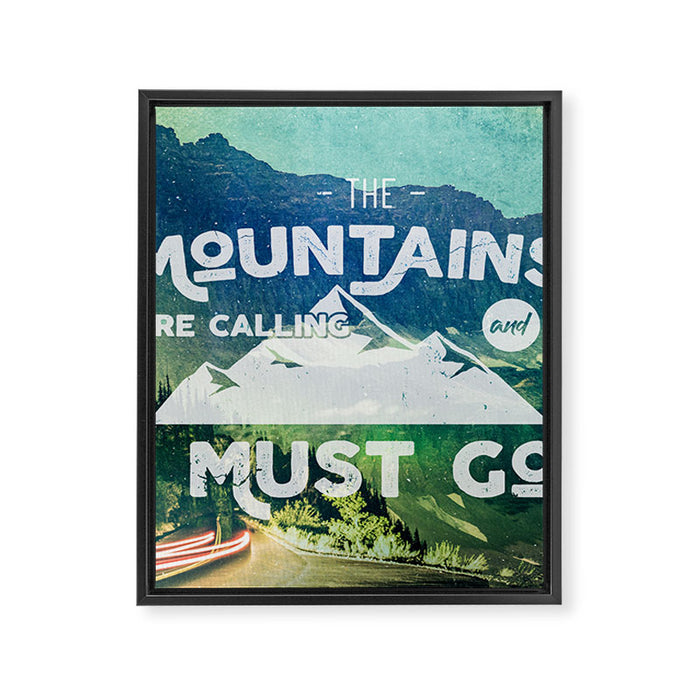 The Mountains are Calling and I Must Go White Framed Canvas Print Gallery Image 1