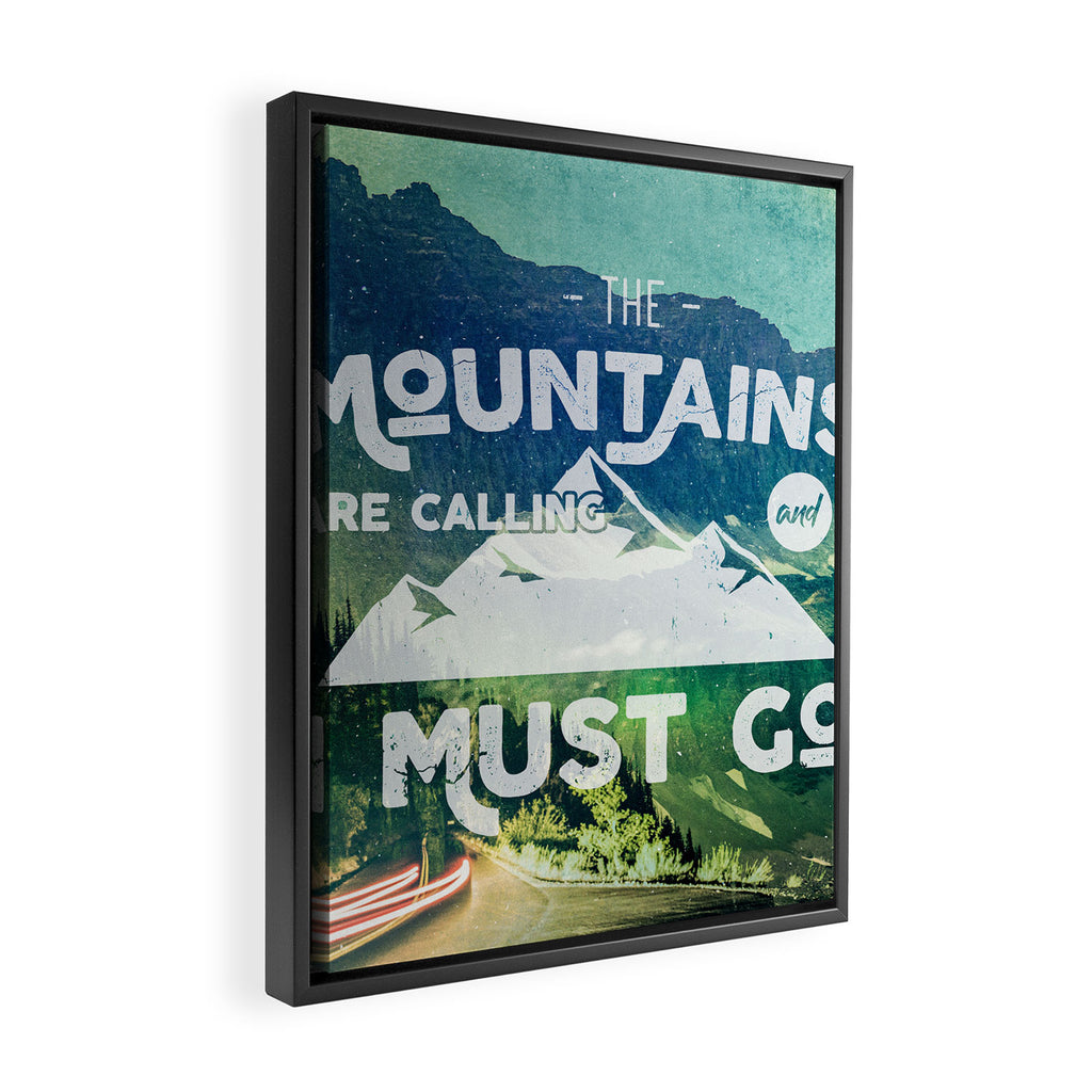 The Mountains are Calling and I Must Go White Framed Canvas Print Gallery Image 2