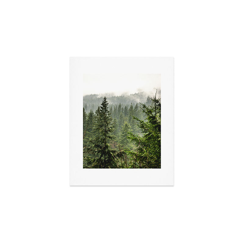 Wanderlust Forest - Mountain Adventure in Foggy Woods Art Print Gallery Image 1