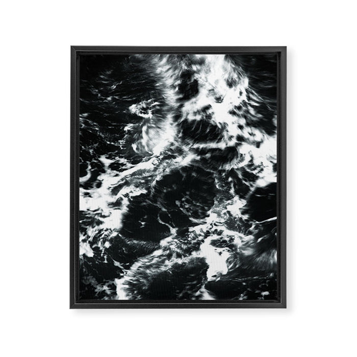 Waves - Black and White Abstract Framed Canvas Print Gallery Image 1