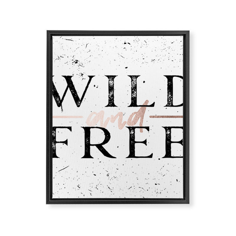 Wild and Free Rose Gold on White Framed Canvas Print Gallery Image 8