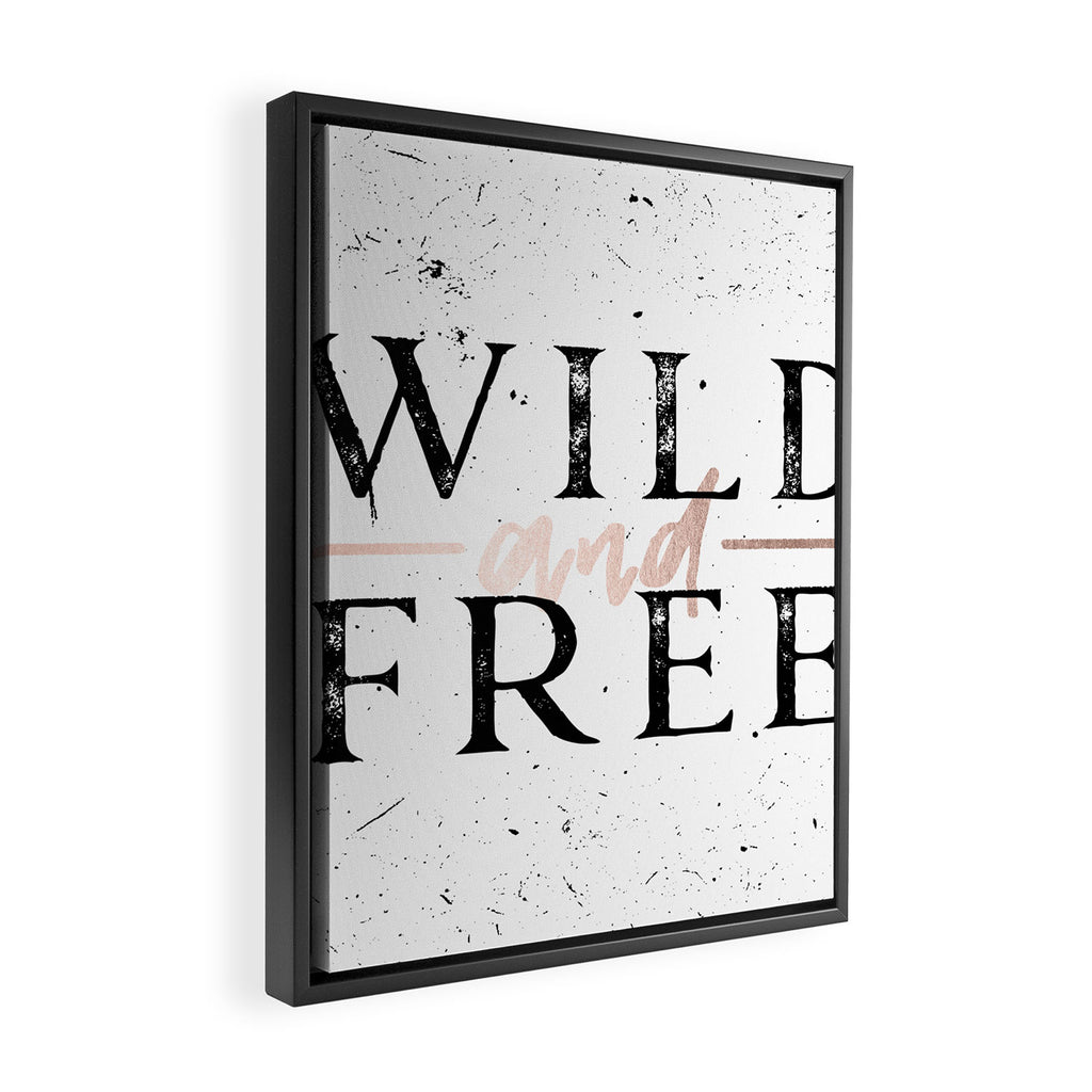 Wild and Free Rose Gold on White Framed Canvas Print Gallery Image 2
