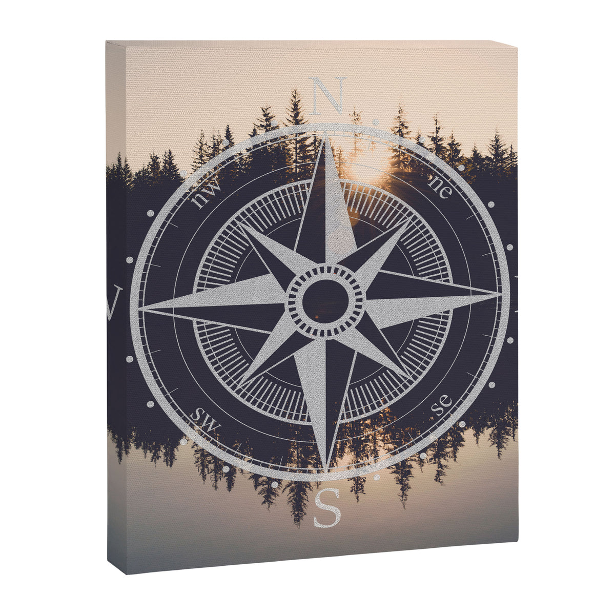 Wooded Lake Reflection Compass Canvas Print Gallery Image 8