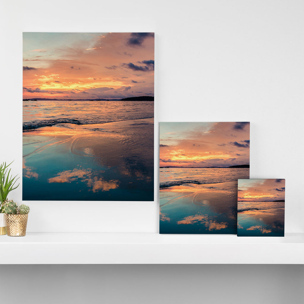 Beautiful Summer Beach Sunset Reflection Canvas Print Gallery Image 3