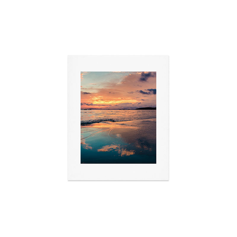 Beautiful Summer Beach Sunset Reflection Art Print Gallery Image 1