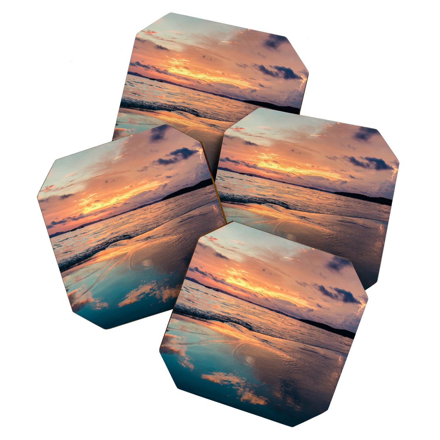 Beautiful Summer Beach Sunset Reflection Coaster Gallery Image 1