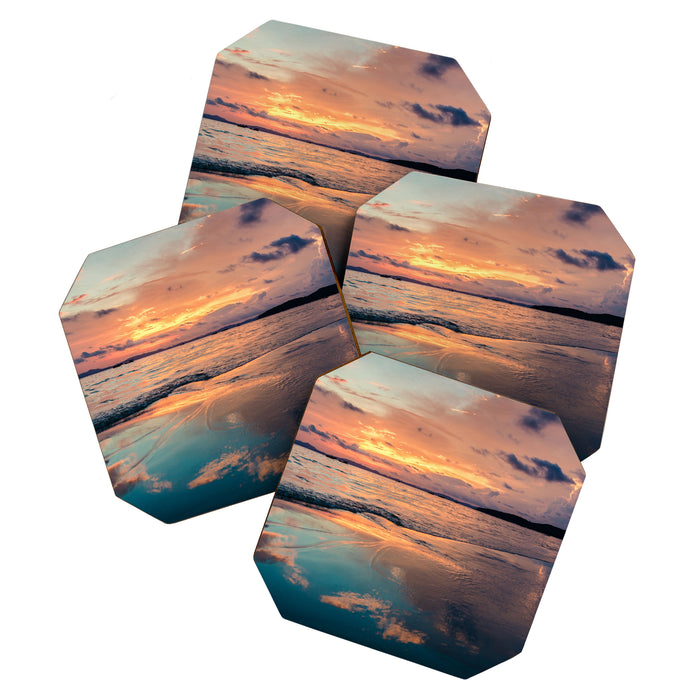 Beautiful Summer Beach Sunset Reflection Coaster Gallery Image 1