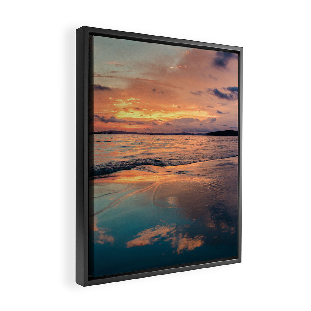Beautiful Summer Beach Sunset Reflection Framed Canvas Print Gallery Image 2