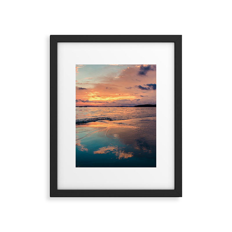 Beautiful Summer Beach Sunset Reflection Framed Art Print