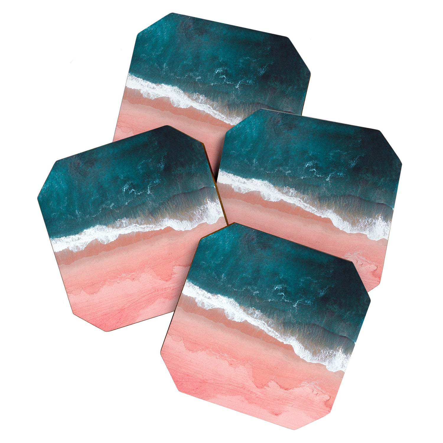 Turquoise Sea Pastel Beach III Coaster Gallery Image 1