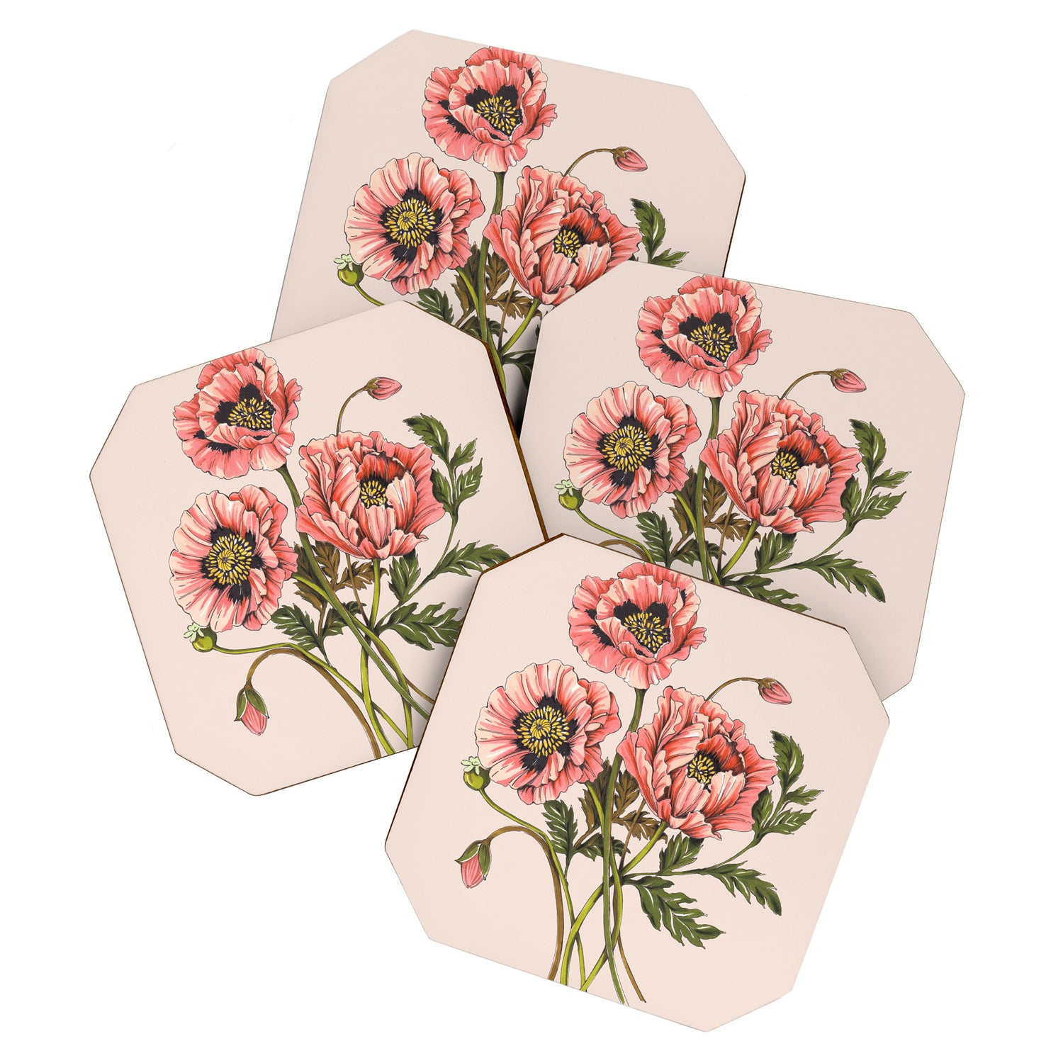 Pink Shirley Poppies  Coaster Gallery Image 1