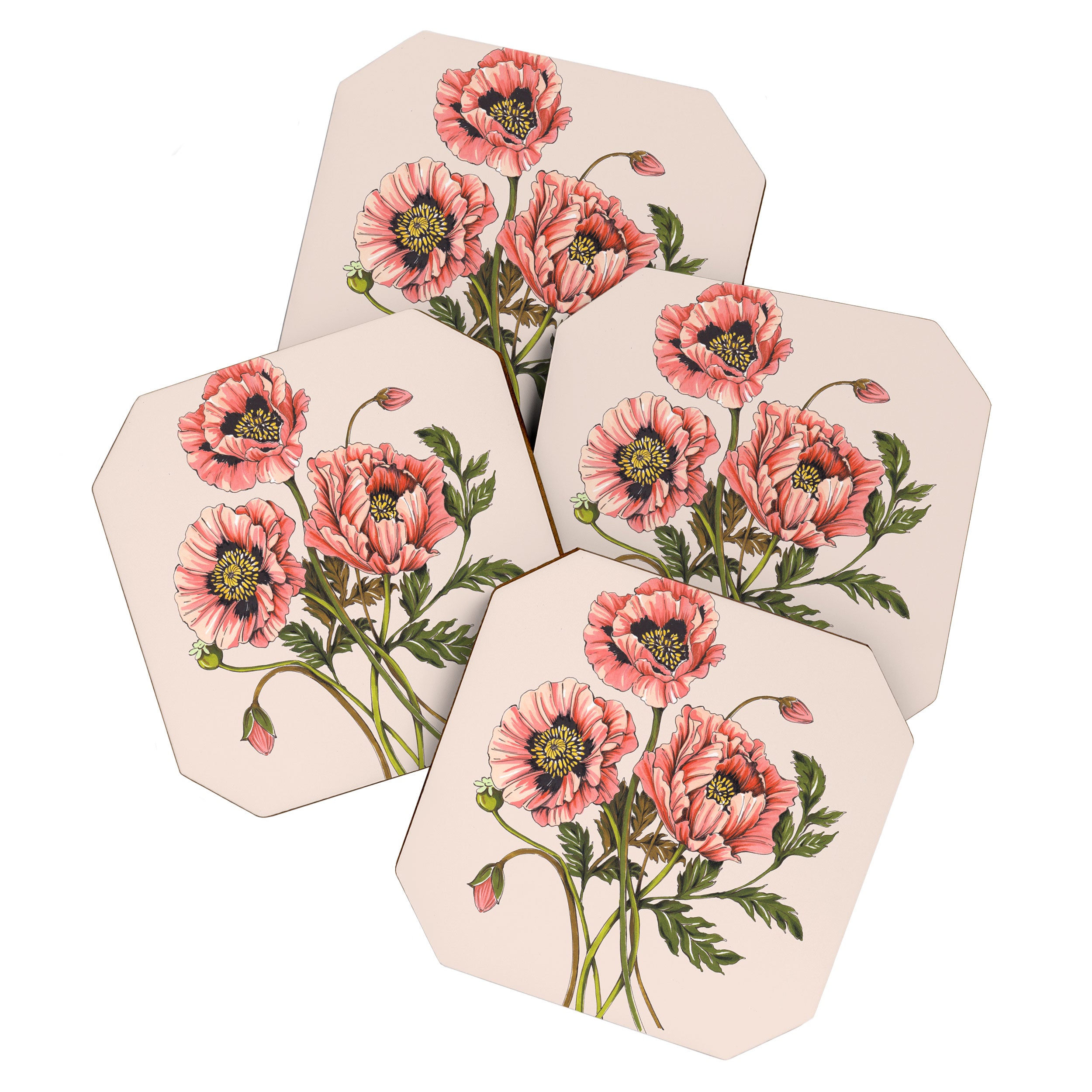 Pink Shirley Poppies  Coaster Gallery Image 1