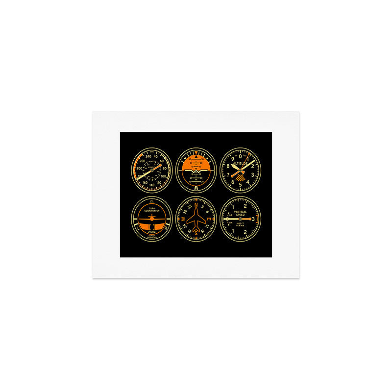 Aircraft Flight Instruments - 6 Pack Black Art Print Gallery Image 1