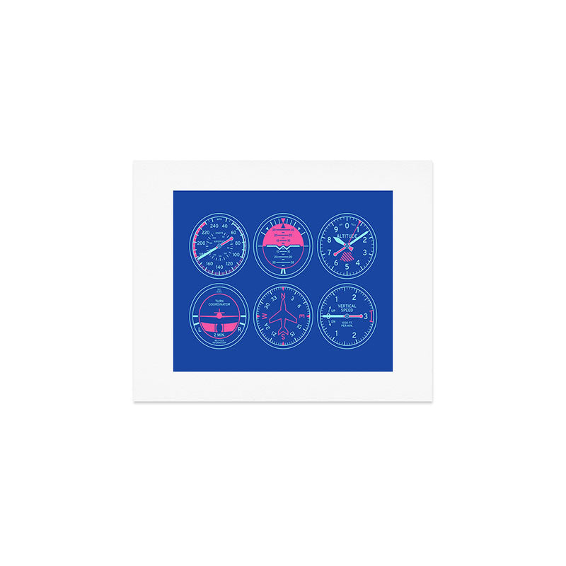 Aircraft Flight Instruments - 6 Pack Blue Art Print Gallery Image 1