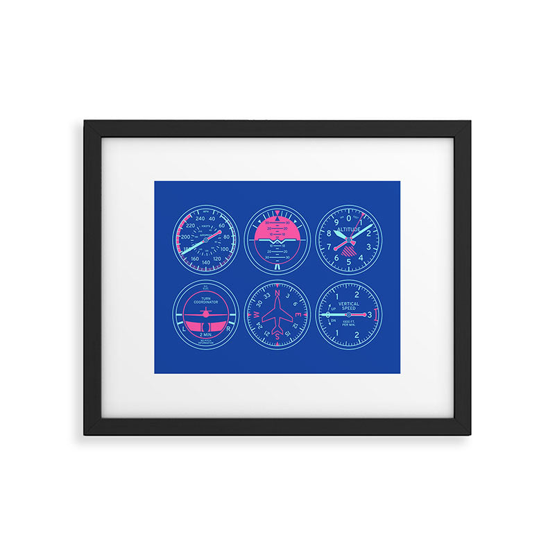 Aircraft Flight Instruments - 6 Pack Blue Framed Art Print Gallery Image 5