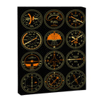 Aircraft Flight Instruments - Full Black Canvas Print Gallery Image 8
