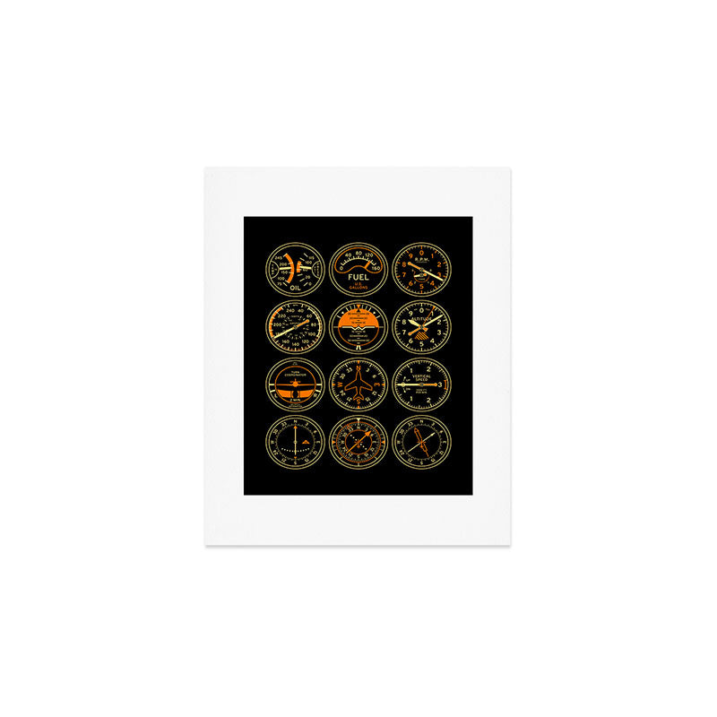 Aircraft Flight Instruments - Full Black Art Print Gallery Image 1