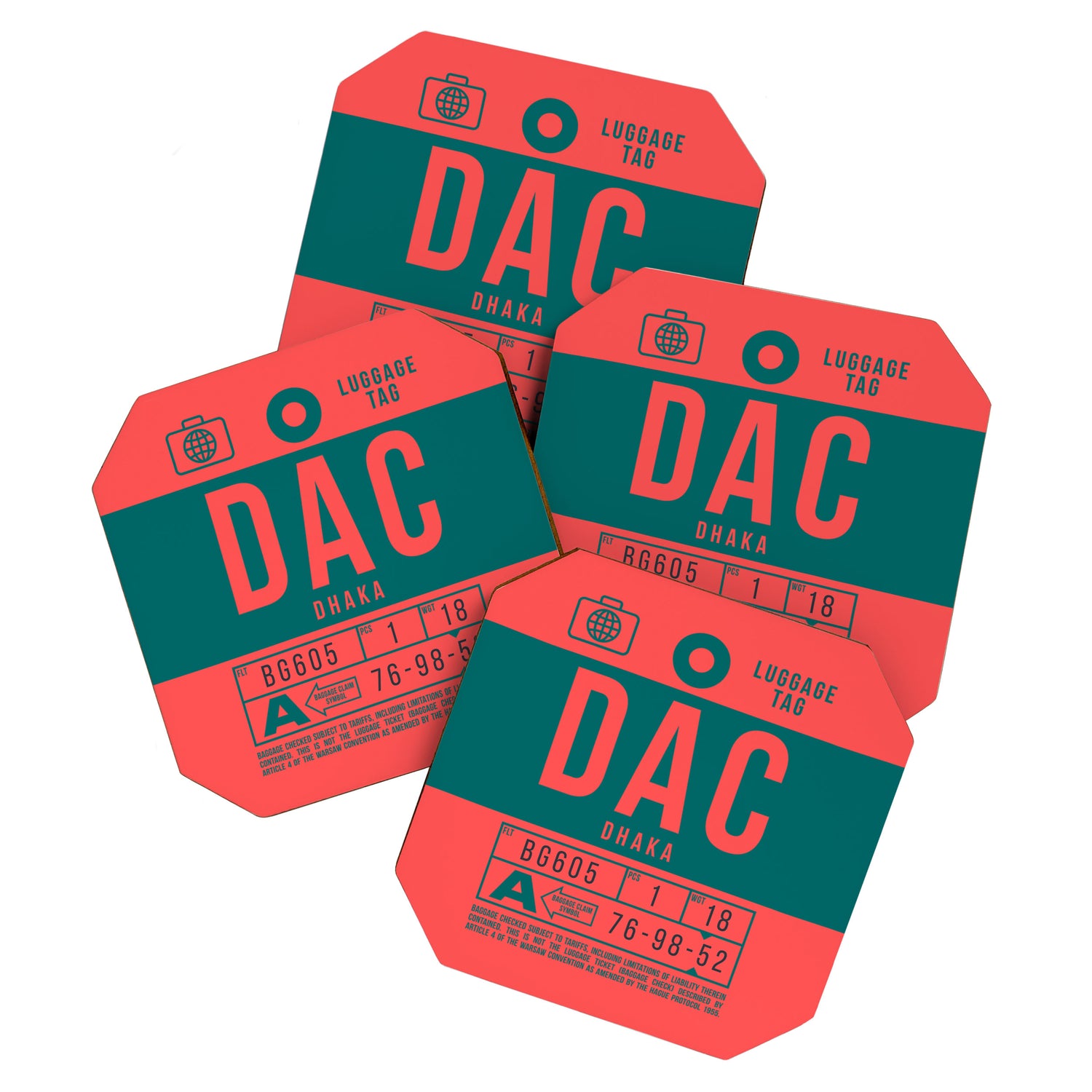 Luggage Tag B - DAC Dhaka Bangladesh Coaster Gallery Image 1