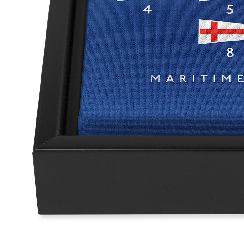 Maritime Nautical Signal Flags Chart - Navy Framed Canvas Print Gallery Image 3
