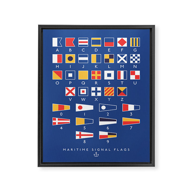 Maritime Nautical Signal Flags Chart - Navy Framed Canvas Print Gallery Image 8
