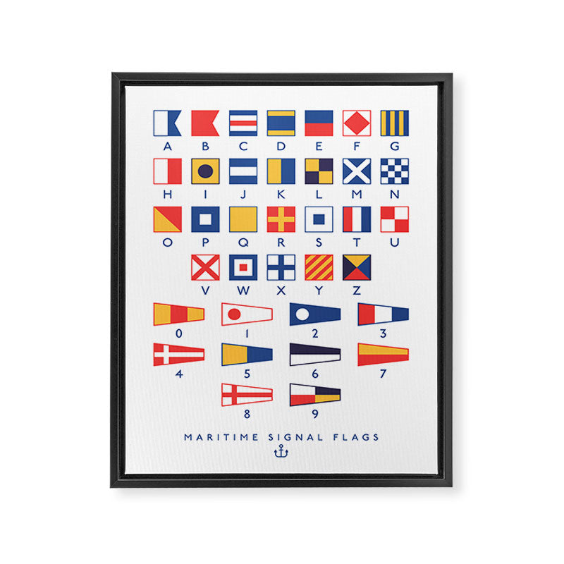 Maritime Nautical Signal Flags Chart - White Framed Canvas Print Gallery Image 8