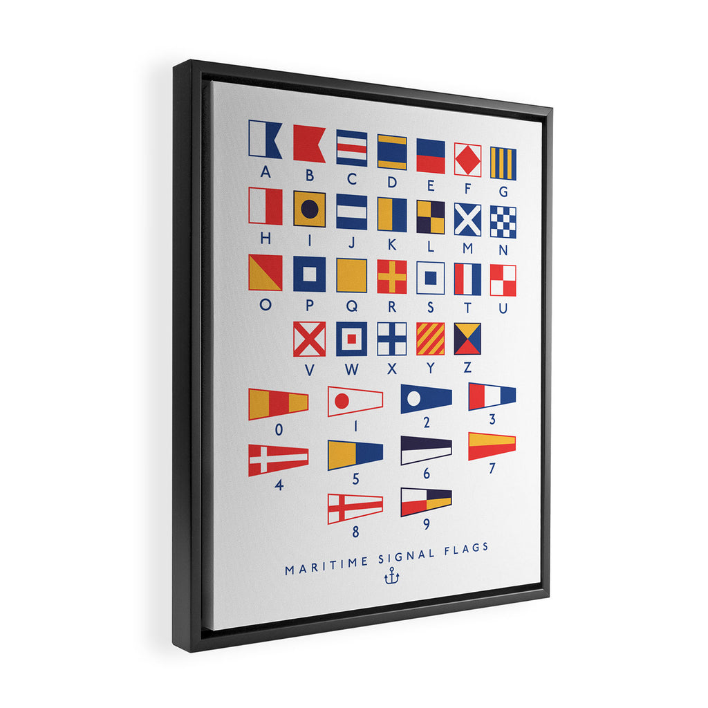 Maritime Nautical Signal Flags Chart - White Framed Canvas Print Gallery Image 2