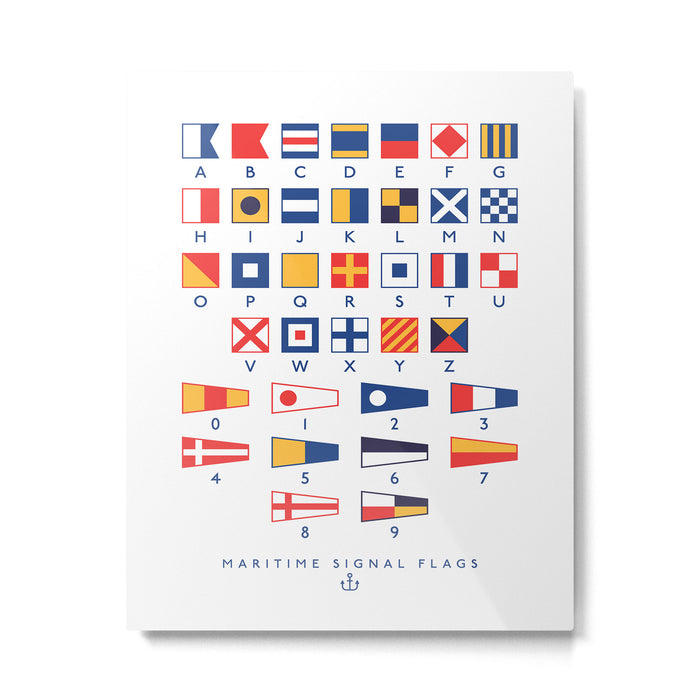 Maritime Nautical Signal Flags Chart - White Metal Print Gallery Image 1
