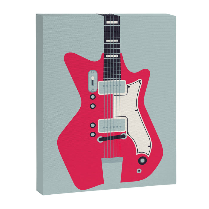 Retro 60s Surf Rock Electric Guitar - Slate Canvas Print Gallery Image 1