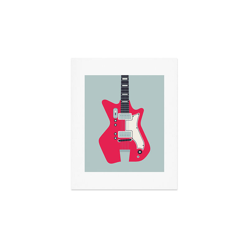 Retro 60s Surf Rock Electric Guitar - Slate Art Print Gallery Image 1