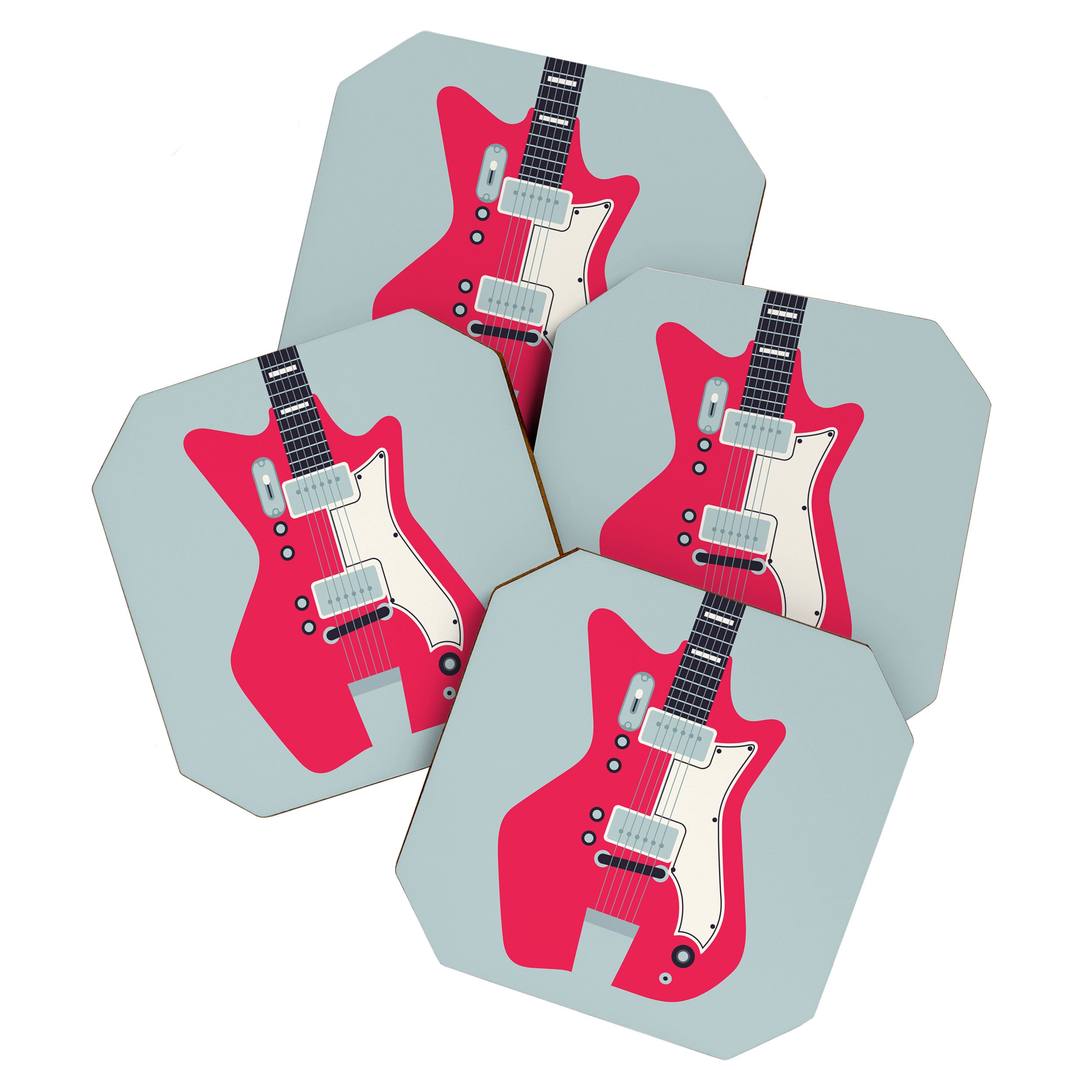 Retro 60s Surf Rock Electric Guitar - Slate Coaster Gallery Image 1