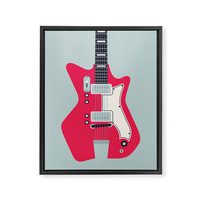Retro 60s Surf Rock Electric Guitar - Slate Framed Canvas Print Gallery Image 1