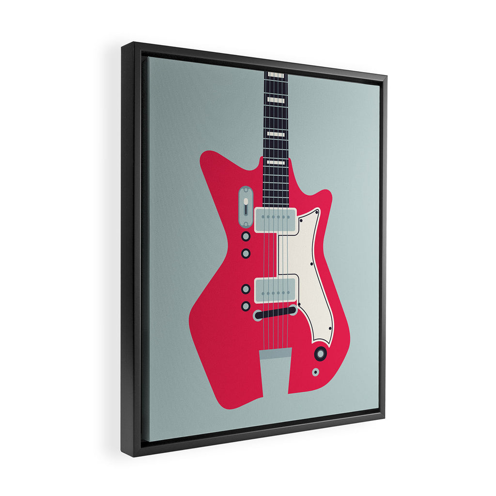 Retro 60s Surf Rock Electric Guitar - Slate Framed Canvas Print Gallery Image 2