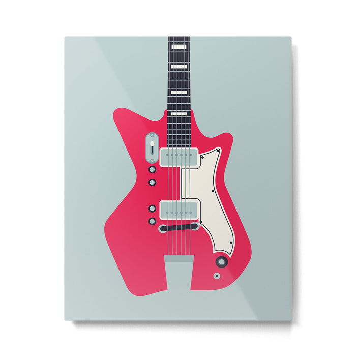Retro 60s Surf Rock Electric Guitar - Slate Metal Print Gallery Image 1