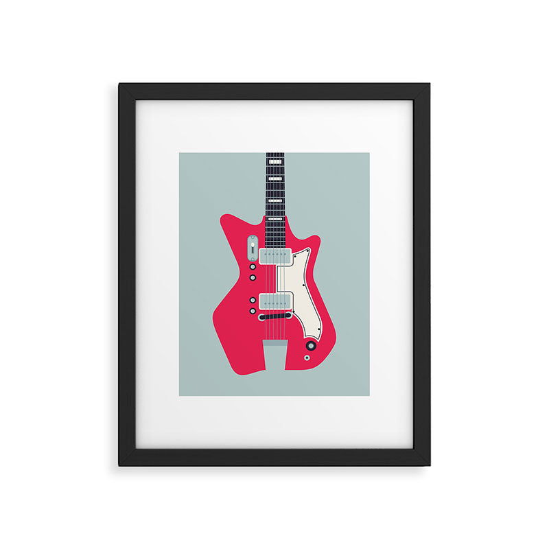 Retro 60s Surf Rock Electric Guitar - Slate Framed Art Print Gallery Image 5