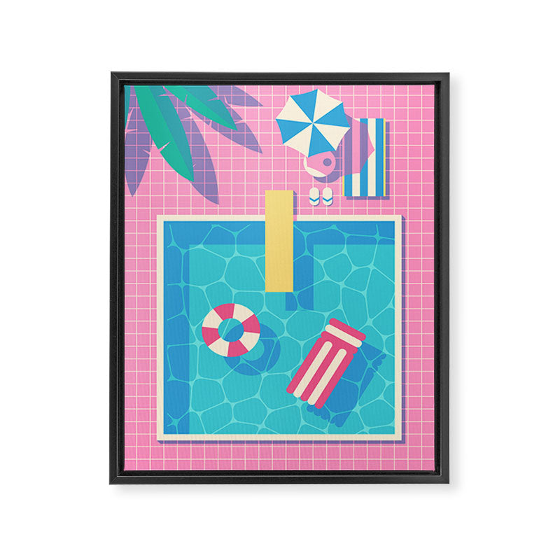Retro 80s Swimming Pool Framed Canvas Print Gallery Image 6